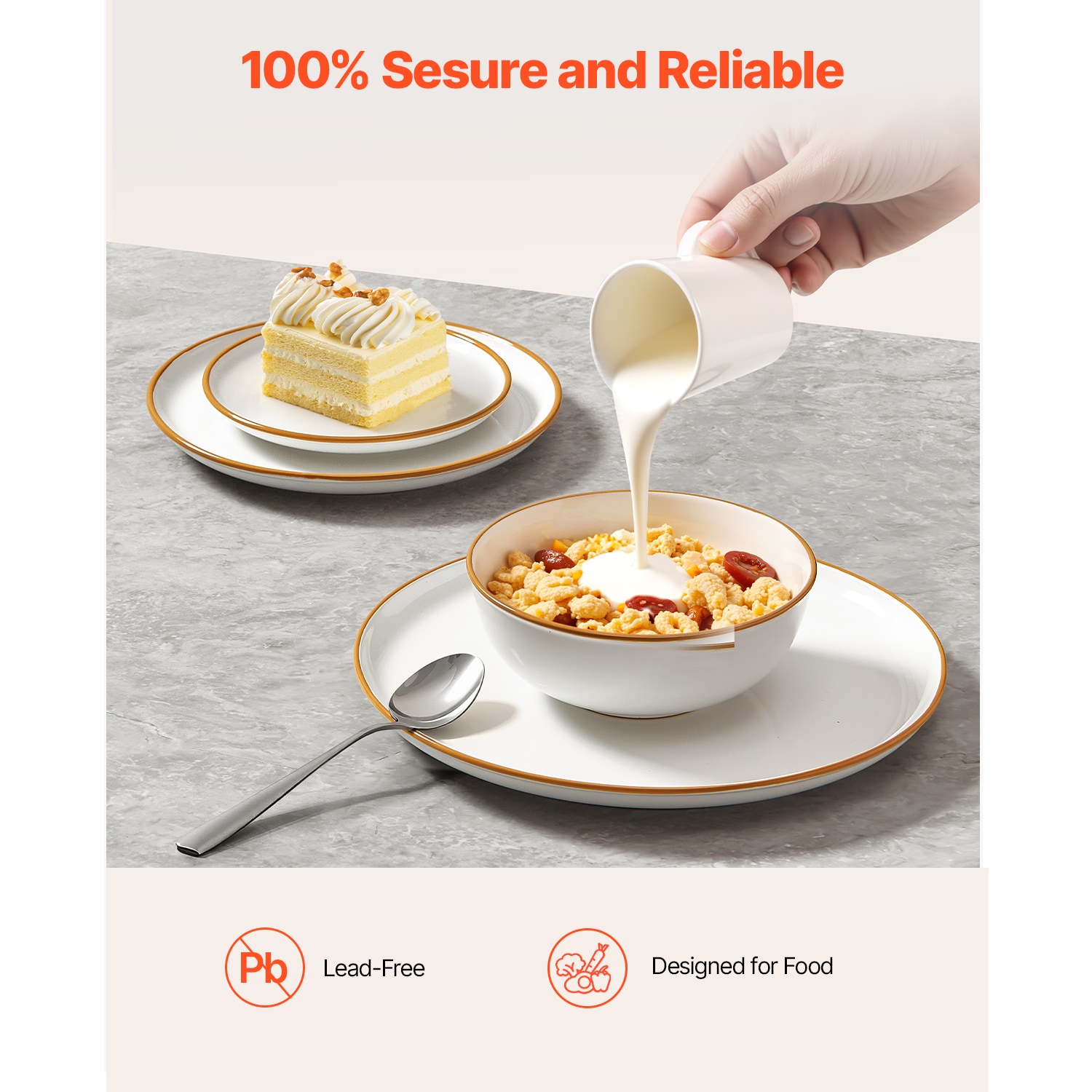 Ceramic Dinnerware Set For 8 People, White Tableware Collection_voghion.com
